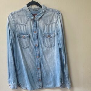 7 For All Mankind Light Blue Casual Denim Shirt